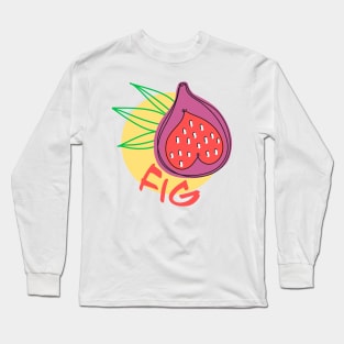 Fig Tropical Summer Fruits Palm Leaf Pattern Long Sleeve T-Shirt